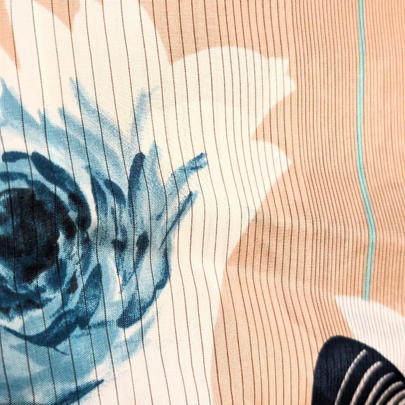 Vtg 80s, Silky Indian Fabric. Beige, White, Blue, 9 yards or 8.23M. HP! - Picture 5 of 9